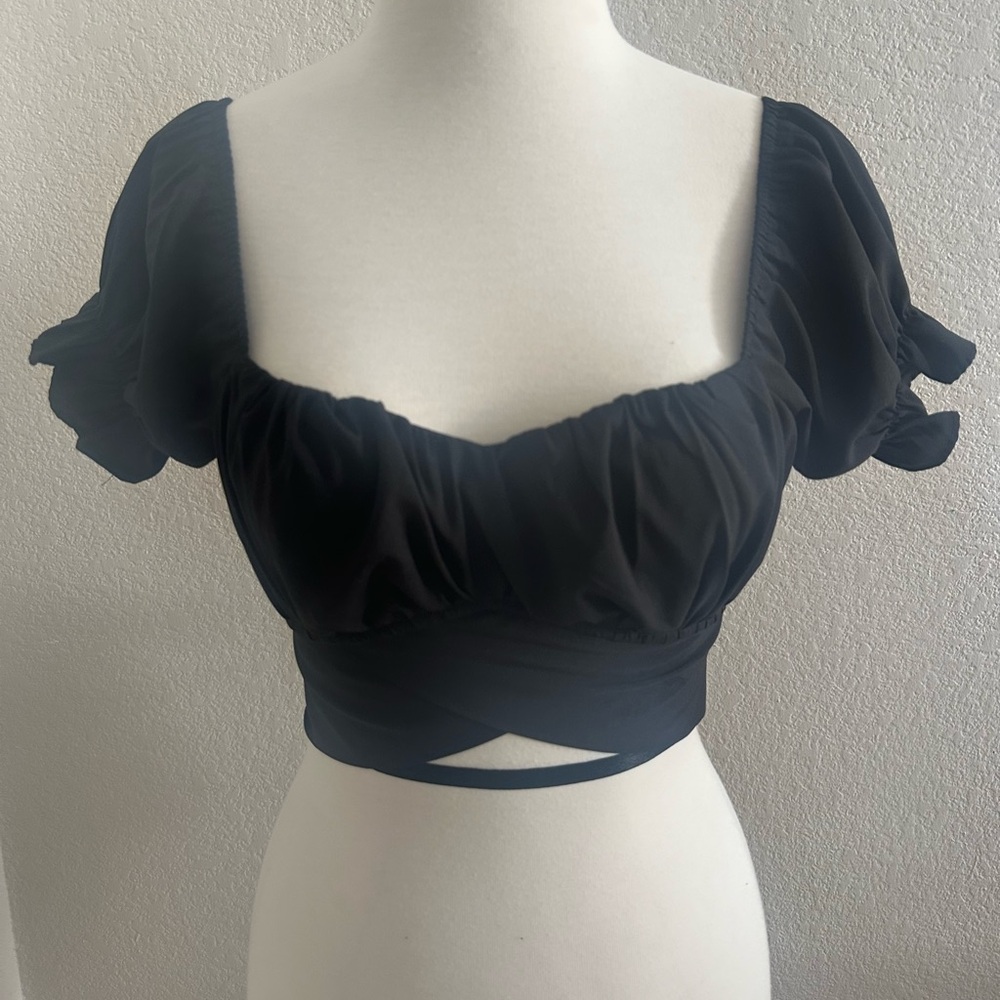 Amazon Black Wrap Crop Top